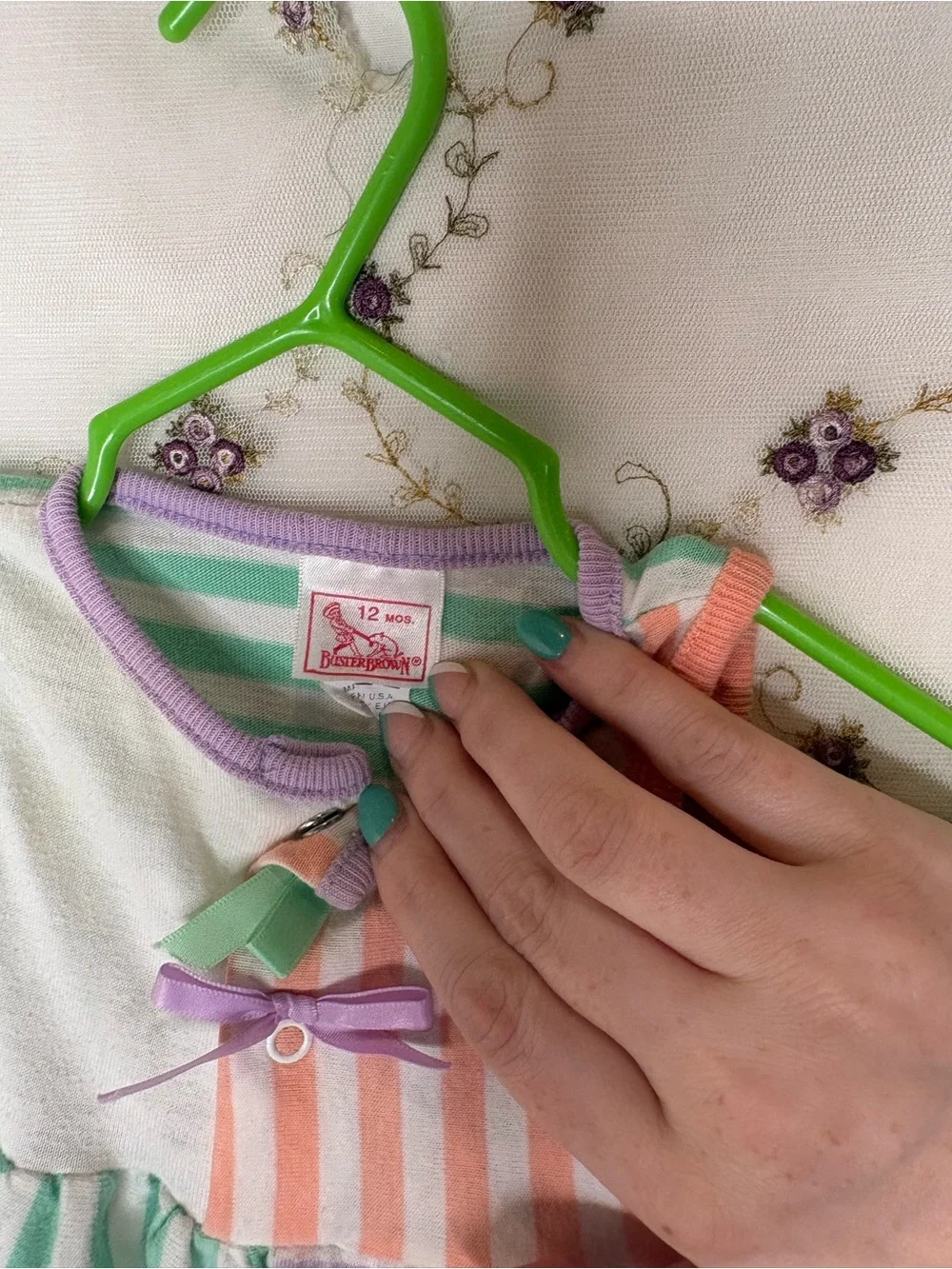 Vintage Pastel Striped Baby Romper with Bows